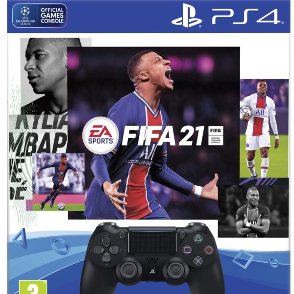 Беспроводной джойстик Dualshock 4 Black V2 + PS4 FIFA 21