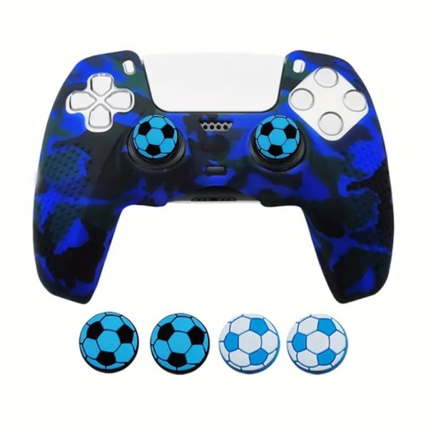 PS5 DualSense Захисний Силіконовий Чохол Синій + набір з 4 футбольними накладками