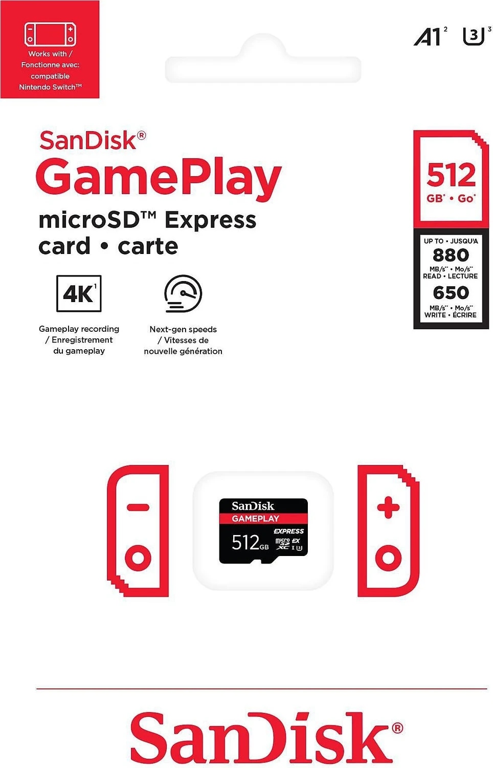 Карта пам'яті SanDisk GamePlay microSD Express 512GB для Nintendo Switch 2